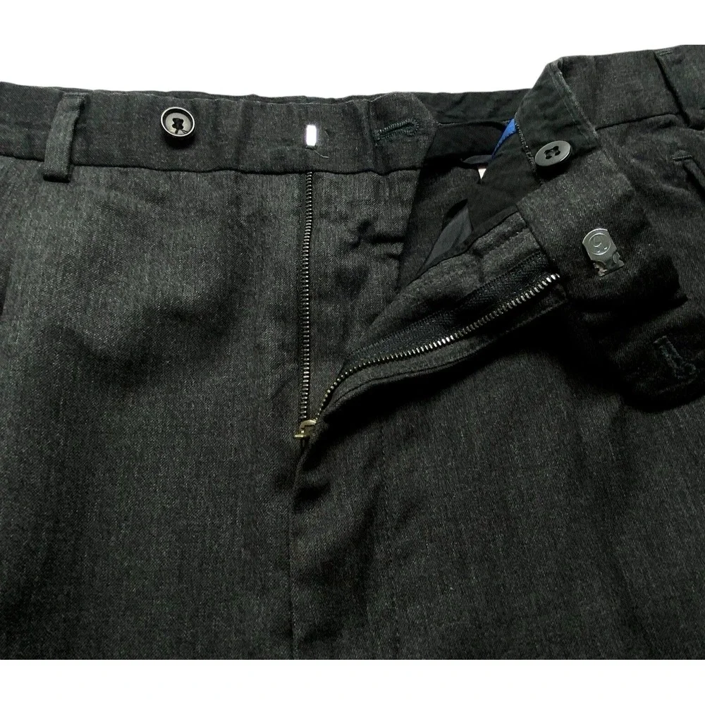 LORO PIANA Men Tasmanian Super 120 Wool Pleated Front Pants Sz 38 Charcoal‎ 10-7
